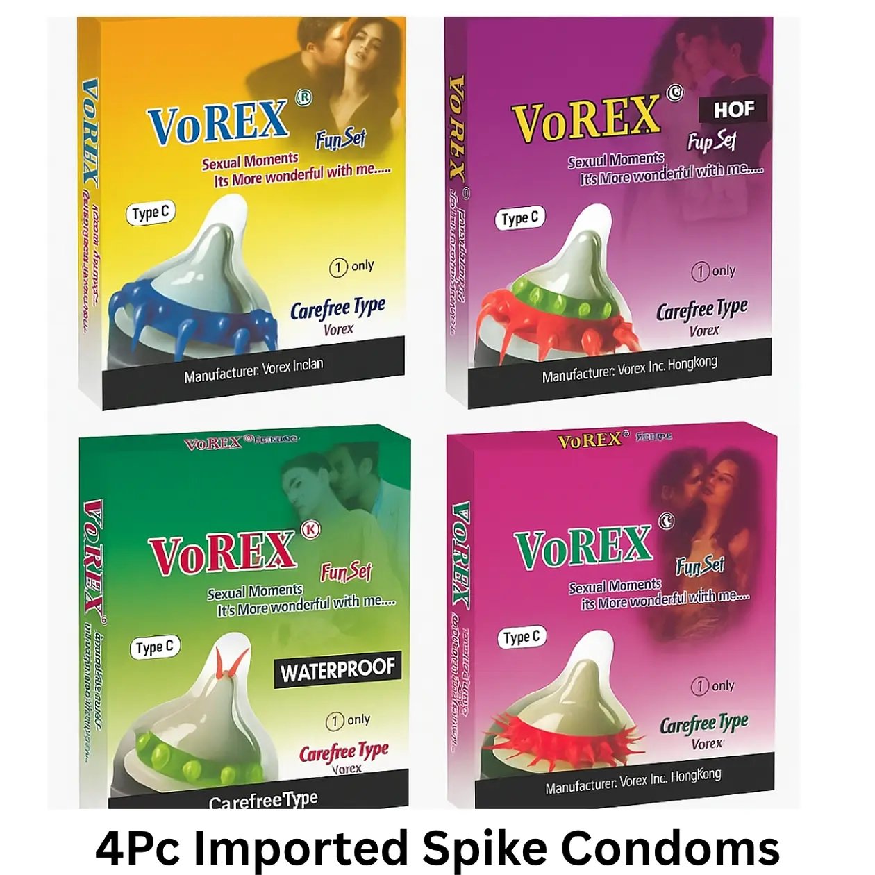 Vorex Spike Condom 4 Pc Ultimate Pleasure Combo